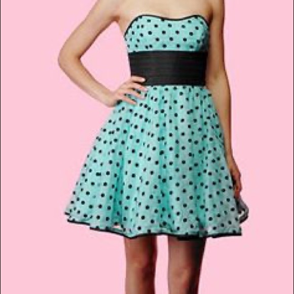 Vintage Betsey Johnson turquoise polka dot dress - Picture 1 of 14